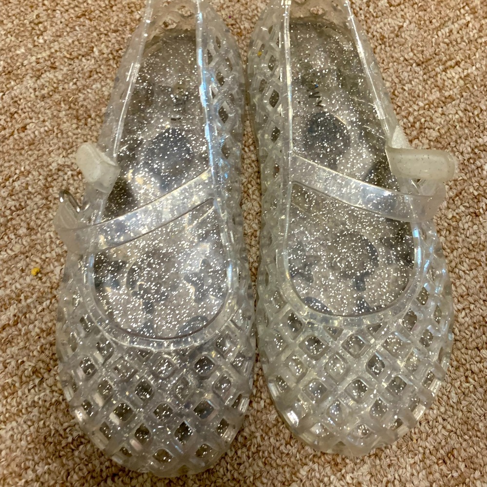 Old Navy Clear Jellies with silver glitter